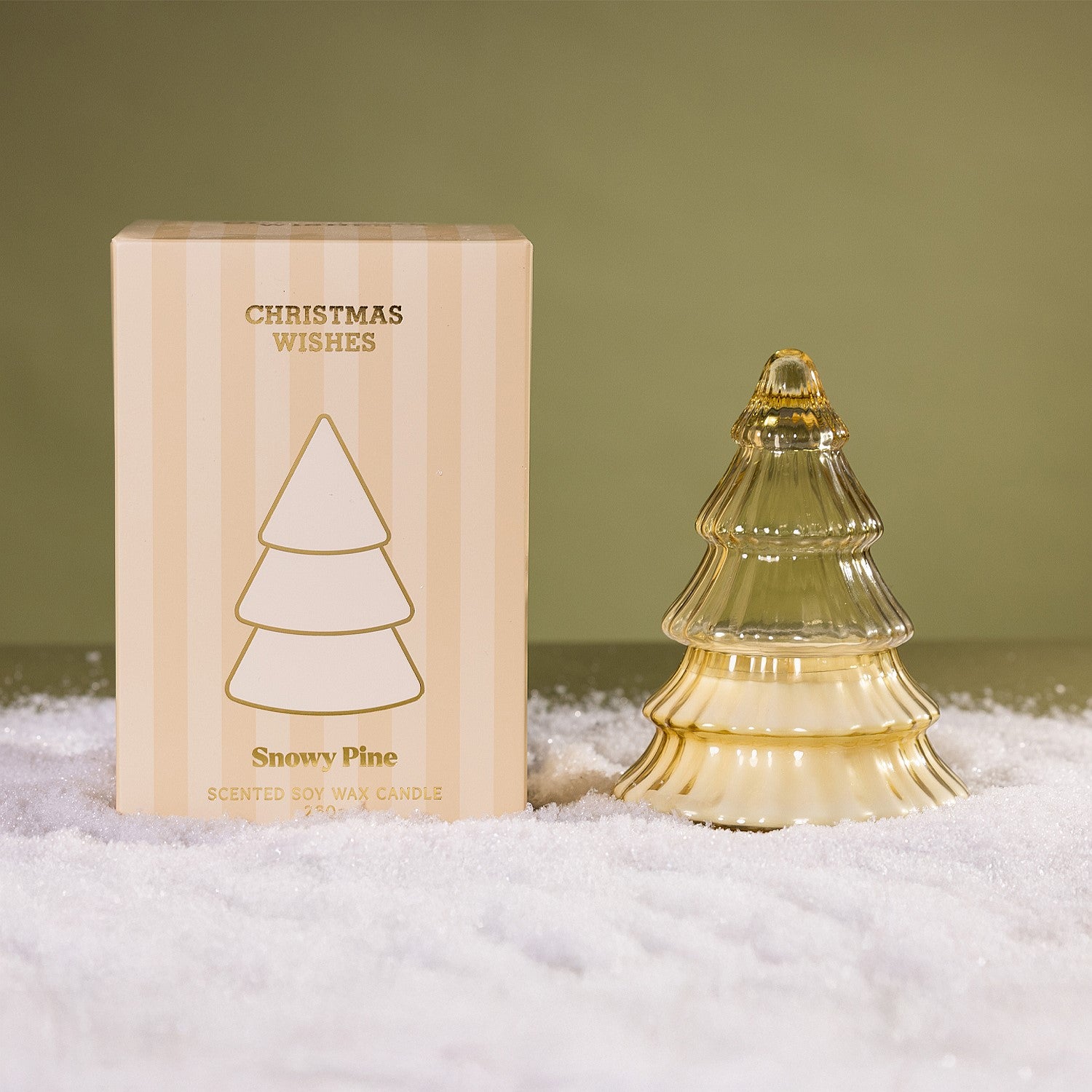 Christmas Wishes Glass Christmas Tree Candle 260g