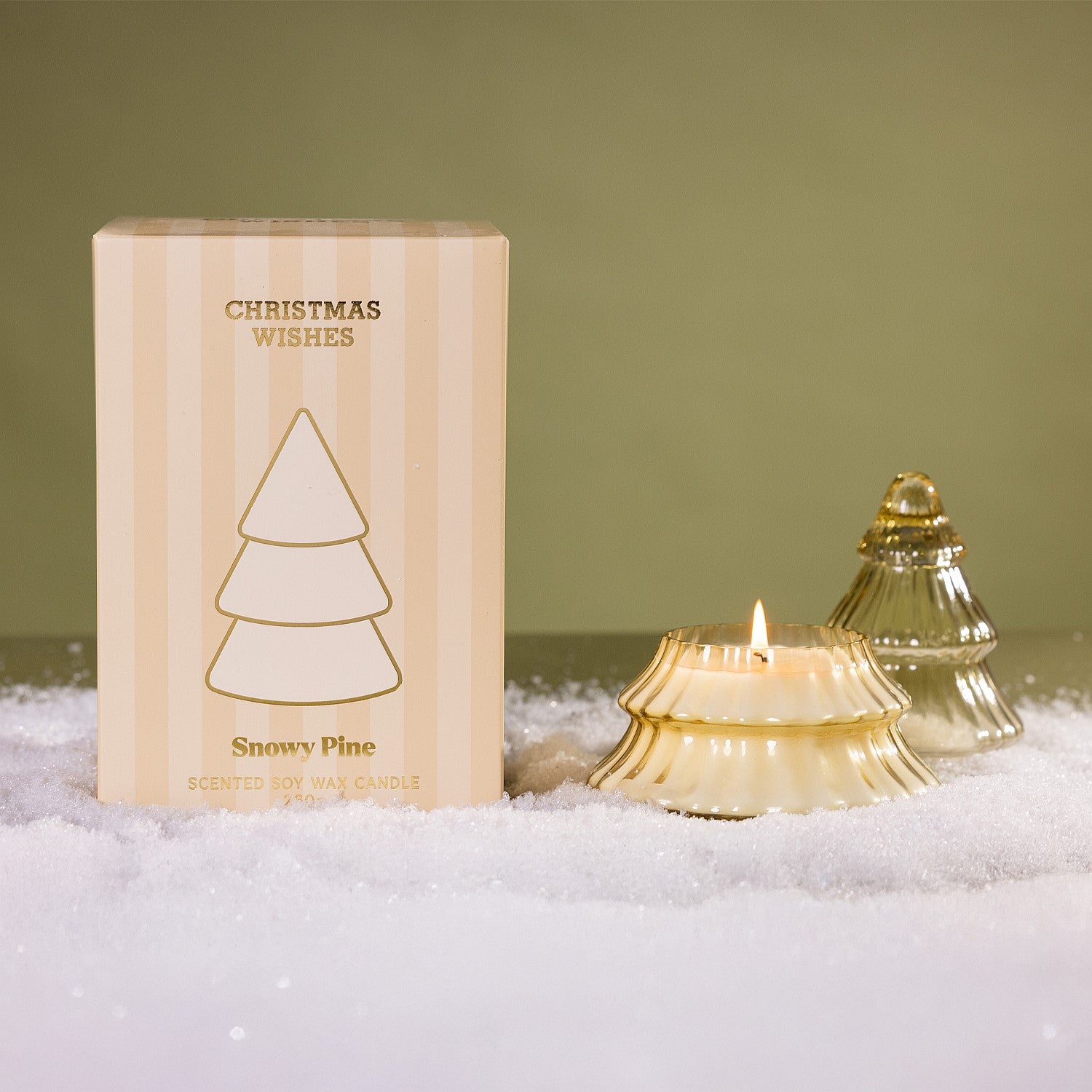 Christmas Wishes Glass Christmas Tree Candle 260g