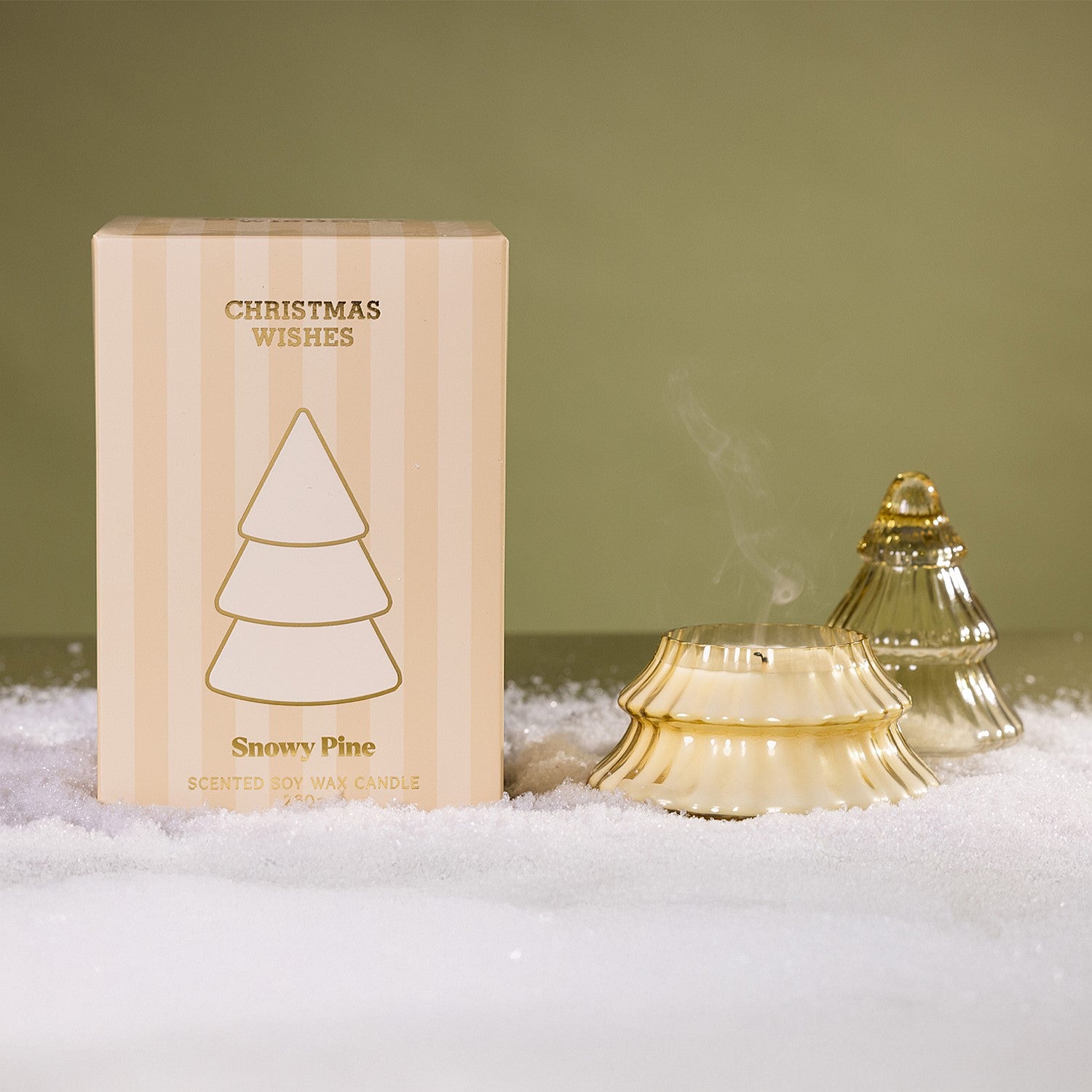 Christmas Wishes Glass Christmas Tree Candle 260g
