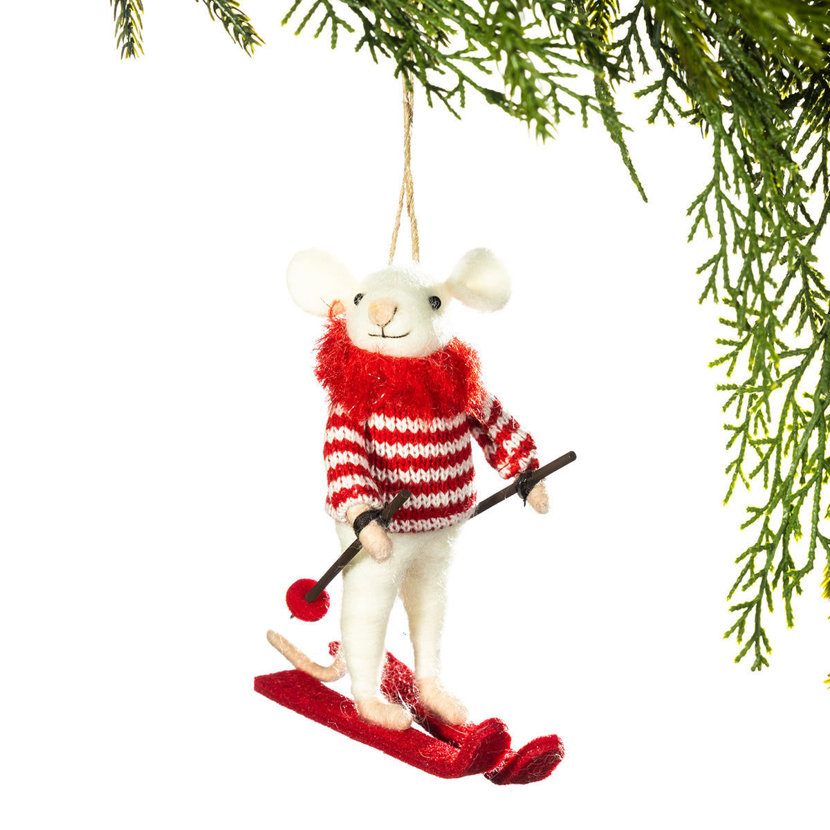Mouse skiing christmas tree decoration