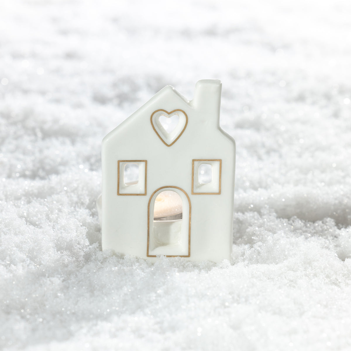 Christmas Wishes Heart House Tealight Candle Holder