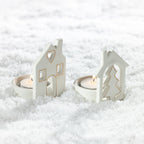 Christmas Wishes Heart House Tealight Candle Holder