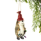 Christmas Wishes Hedgewog with christmas lights