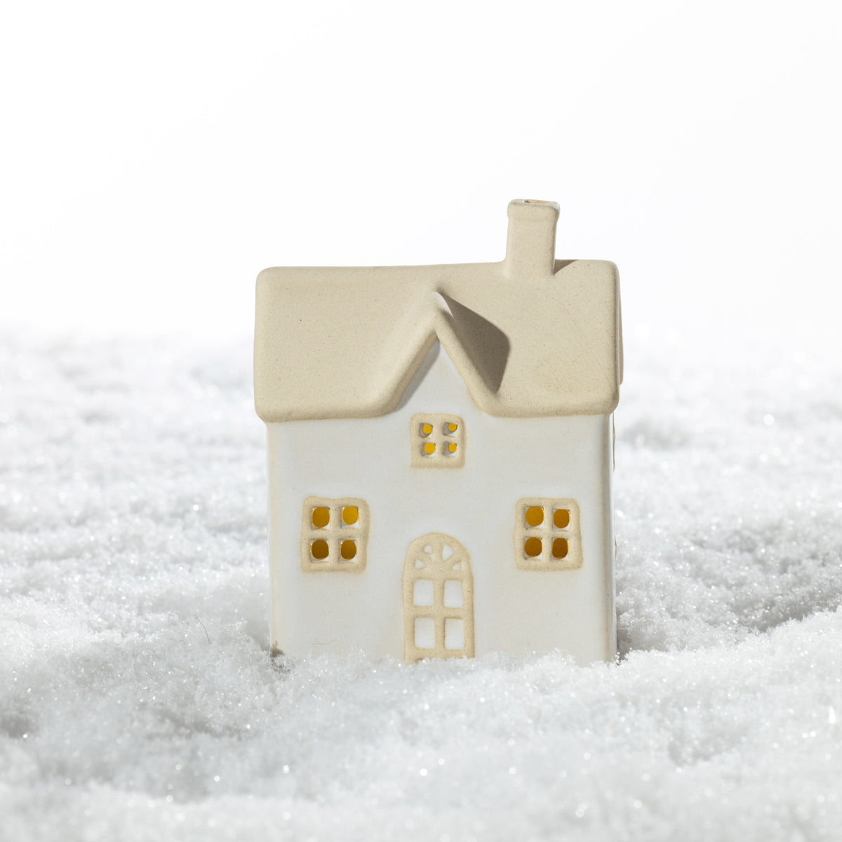 Christmas Wishes Ceramic House Sand Roof LED Décor Small