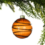 Christmas Wishes Bronze Glitter Swirl Glass Bauble – Bronze glass round bauble featuring dark glitter swirl detailing wrapped around the surface, adding rich colour, shine and dimension to your Christmas tree.