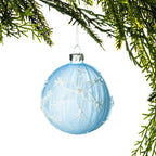 Christmas Wishes Frosted White Glitter Flower Bauble Pale Blue – Bring a soft winter-inspired touch to your Christmas tree with this pale blue glass bauble. Featuring a frosted finish with delicate white glitter floral and branch detailing, it adds subtle sparkle and an elegant seasonal look to your festive decorating.