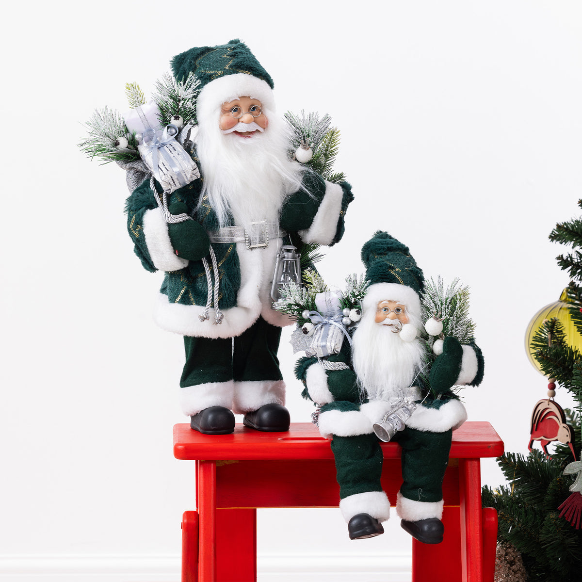 Christmas Wishes Green Santa 40cm