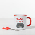Christmas Wishes White Chocolate Fondue Mug with 2 Forks