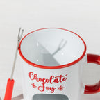 Christmas Wishes White Chocolate Fondue Mug with 2 Forks