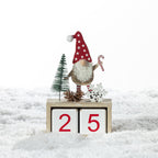 Christmas Wishes Shy Gnome Countdown – Wooden Christmas countdown with a shy gnome, miniature tree, pinecone, snowflake and two numbered blocks for counting down to Christmas.