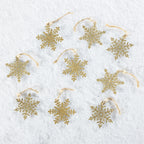 snowflake decorations in gold