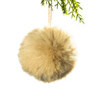 Christmas Wishes Fluffy Pompom Beige Hanging Christmas Tree Decoration
