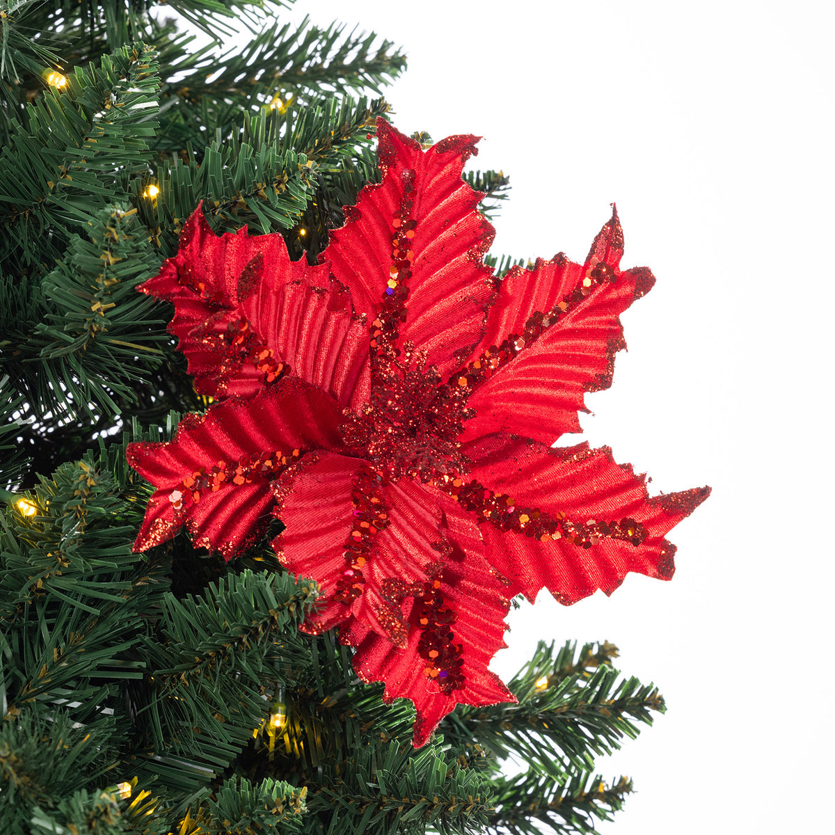 Christmas Wishes Red Clip On Flower