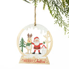 Christmas Wishes Wooden Merry Xmas Bauble With Santa Hanging Christmas Tree Decoration