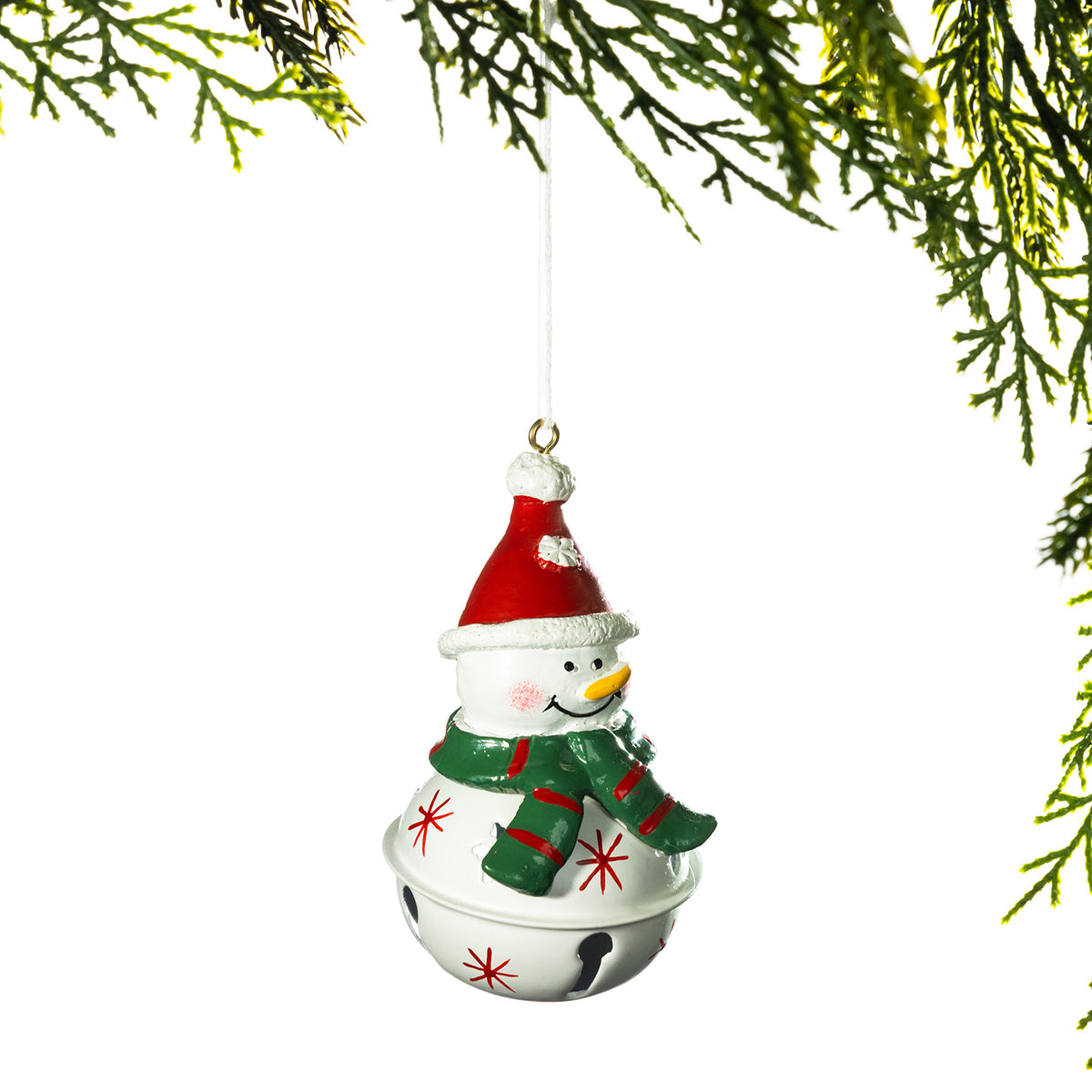 Christmas Wishes Metal Snowman Bell Hanging Christmas Tree Decoration