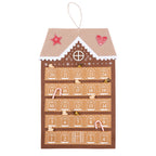 Christmas Wishes Gingerbread House Pocket Advent Calendar – Gingerbread house-shaped advent calendar with 24 numbered window pockets, festive detailing and a hanging loop.