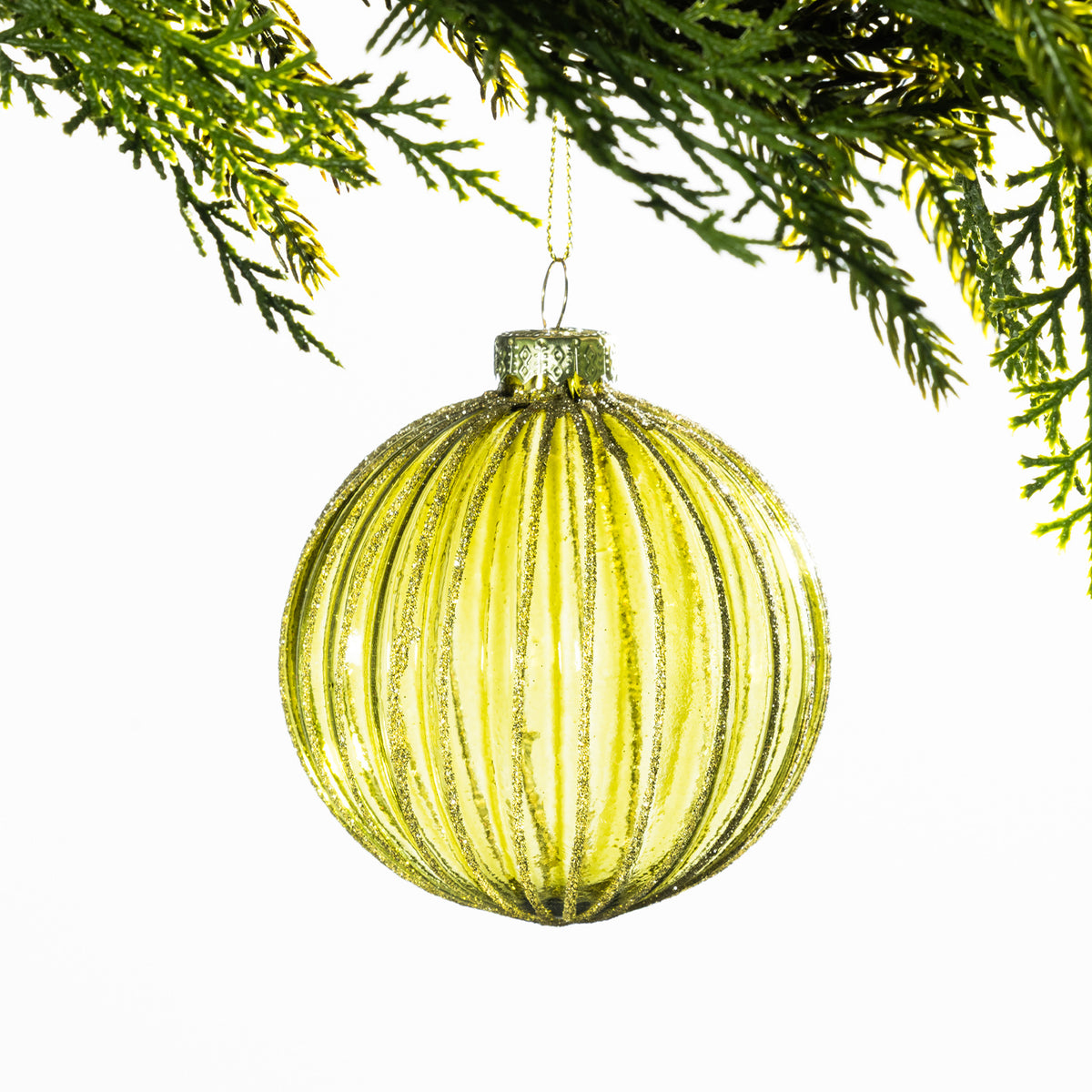 Christmas Wishes Glitter Round Glass Bauble