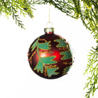 Christmas Wishes Holly Branch Glass Bauble
