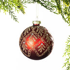 Christmas Wishes Red Flower Lace Glass Bauble