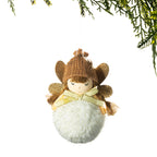 Christmas Wishes white pompom angel hanging Christmas tree decoration.