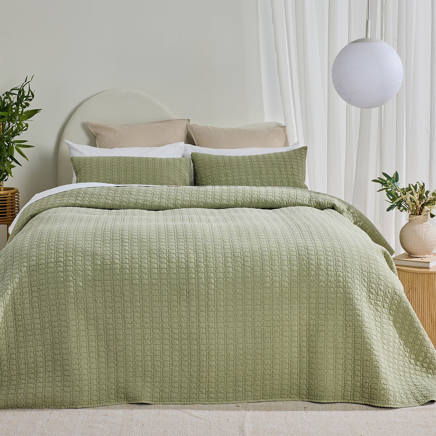 Fieldcrest Isla Sand Washed Coverlet Set Sage