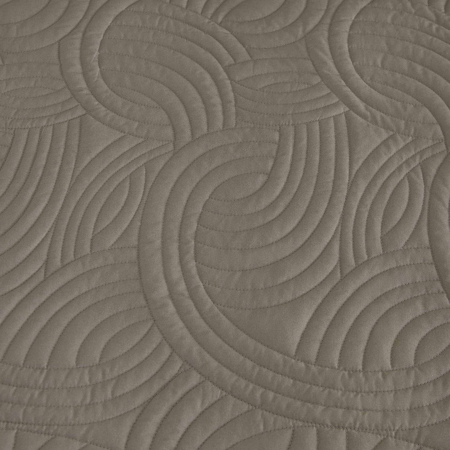 Mushroom colour quilted coverlet close-up showing textured stitched pattern 