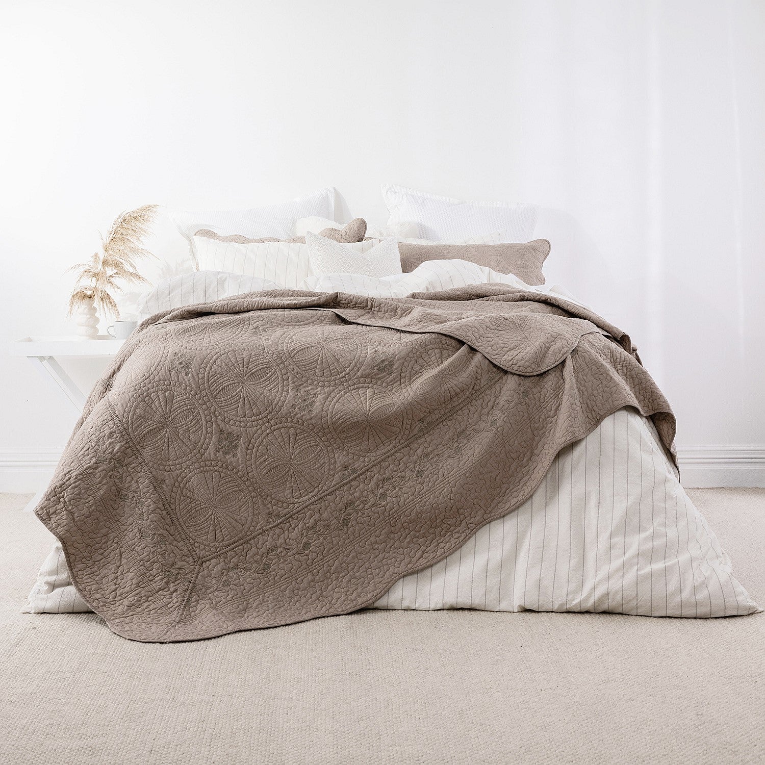 Gracious Living Eva Cotton Mushroom Coverlet Set