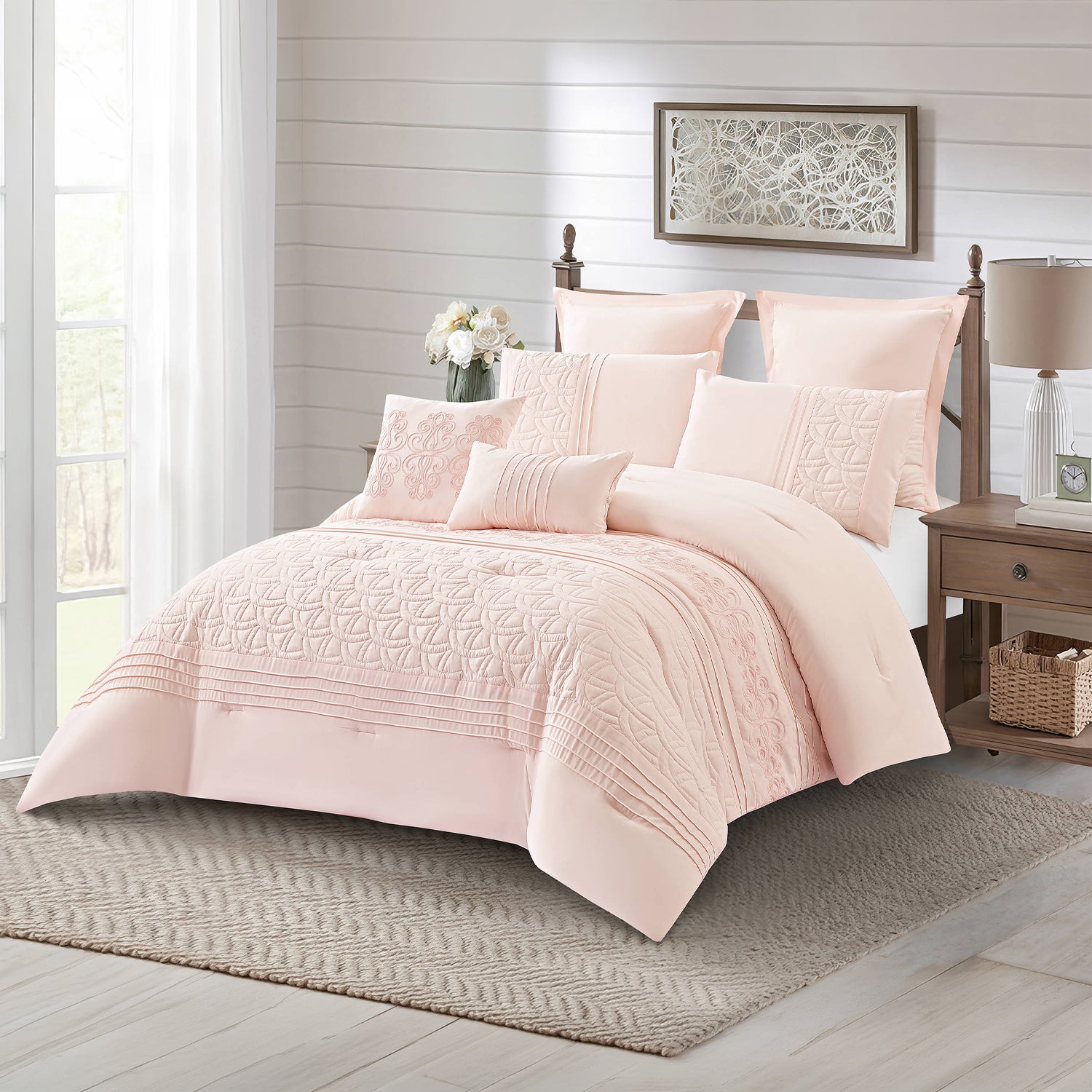 Solace Amelia 7 Piece Comforter Set Nude Blush