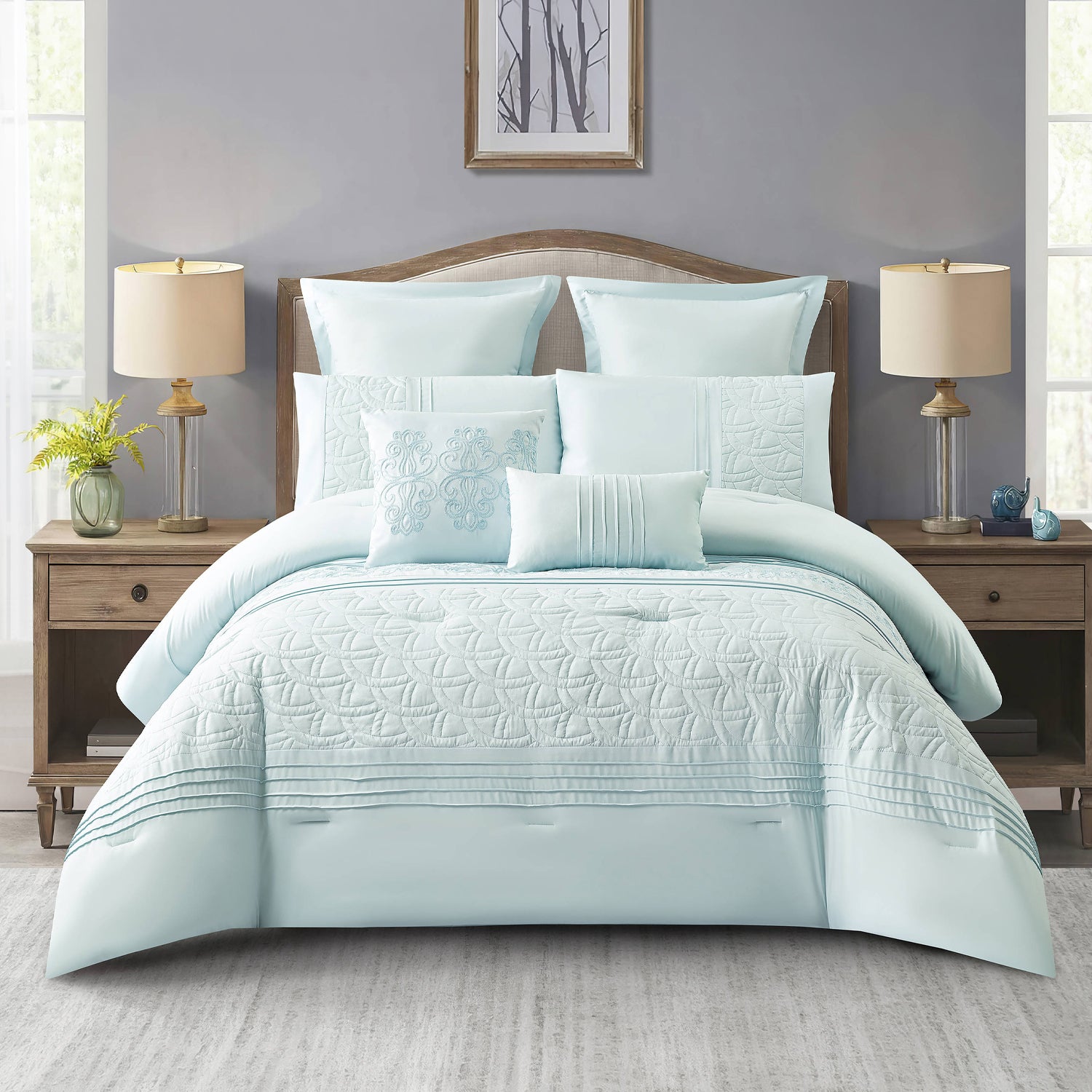 Solace Amelia 7 Piece Comforter Set Ice Blue