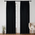 Style Co. Beau Velvet Block Out Pencil Pleat Curtain Pair Coal