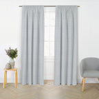 Style Co. Luma Blockout Readymade Curtain Pair in Silver Grey shown hanging in a styled room setting.