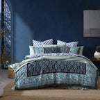 Logan & Mason Priya Blue Cotton Duvet Cover Set