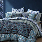 Logan & Mason Priya Blue Cotton Duvet Cover Set