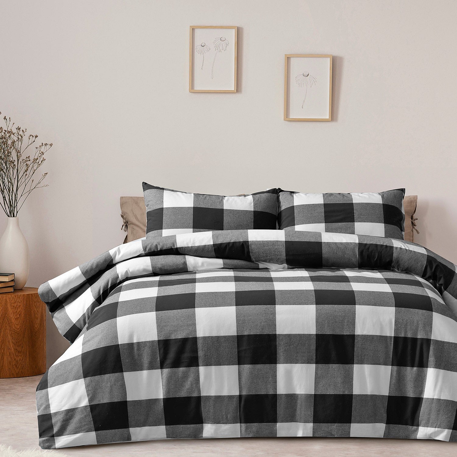 Design Republique Flannelette Buffalo Check Duvet Cover Set