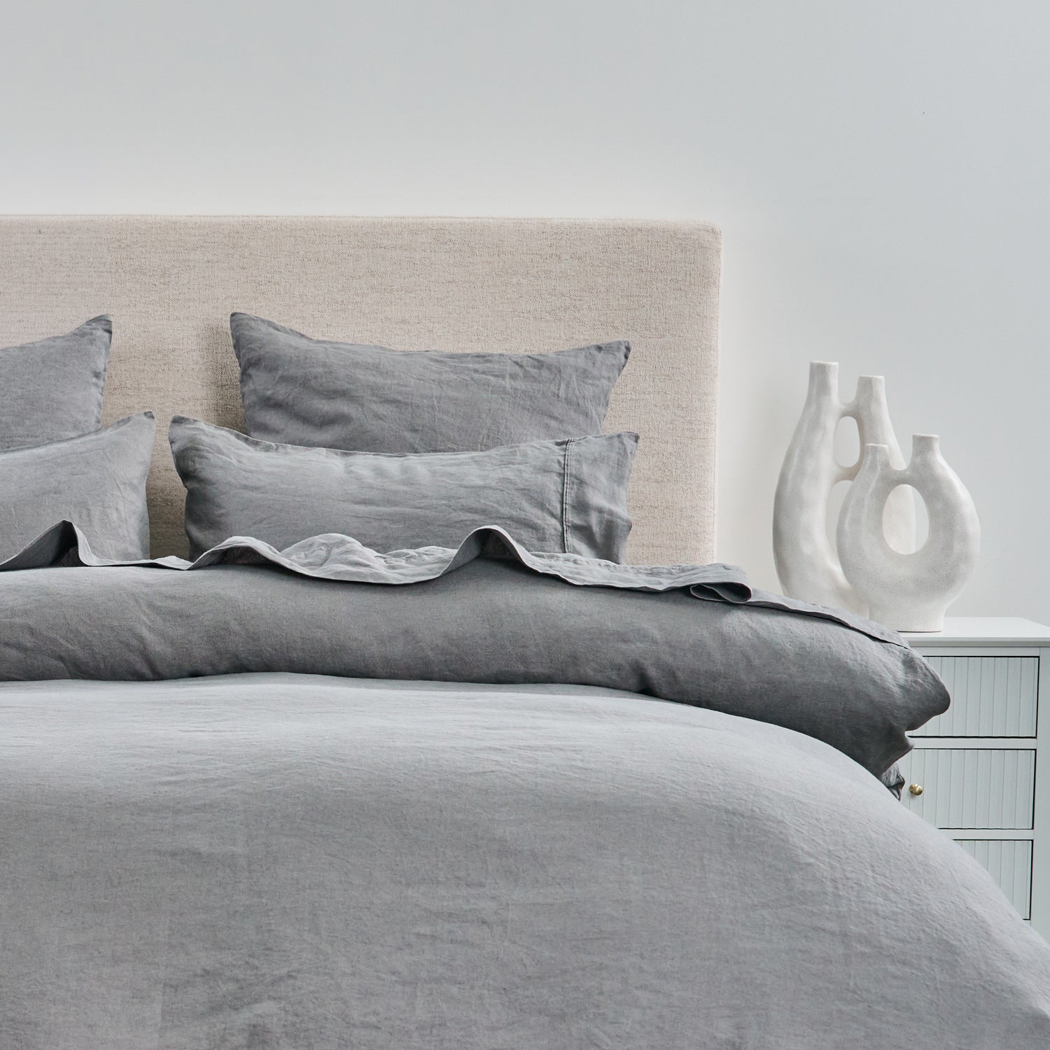 Ecoanthology 100% Linen Duvet Cover Set Pebble