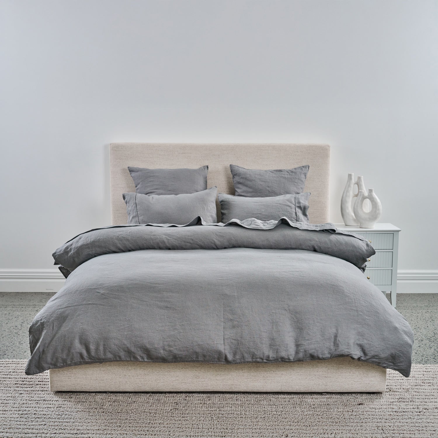 Ecoanthology 100% Linen Duvet Cover Set Pebble