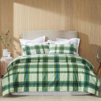 Hometones Green Check Brushed Microflannel Duvet Cover Set