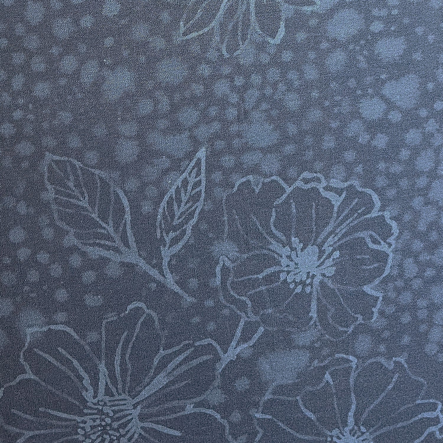 Floral pattern with blue flowers on a textured blue background