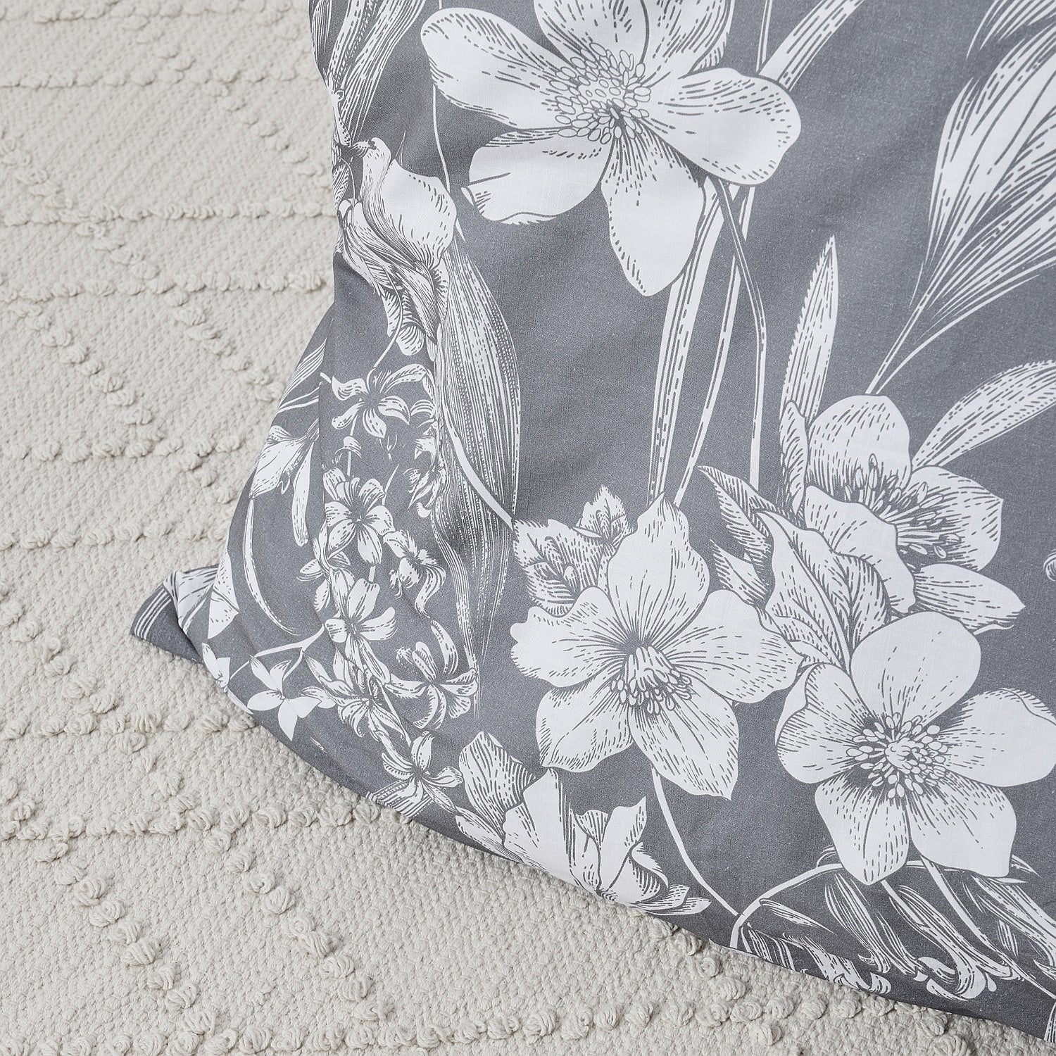 Floral patterned fabric on a textured surface