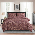 Bedding set with floral pattern in a bedroom setting