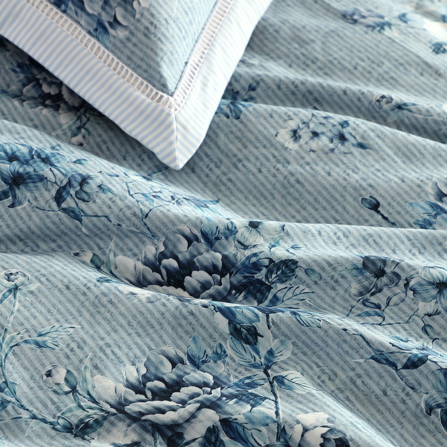Floral patterned fabric with a white box in the corner