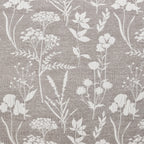 Floral pattern with white flowers and leaves on a gray background