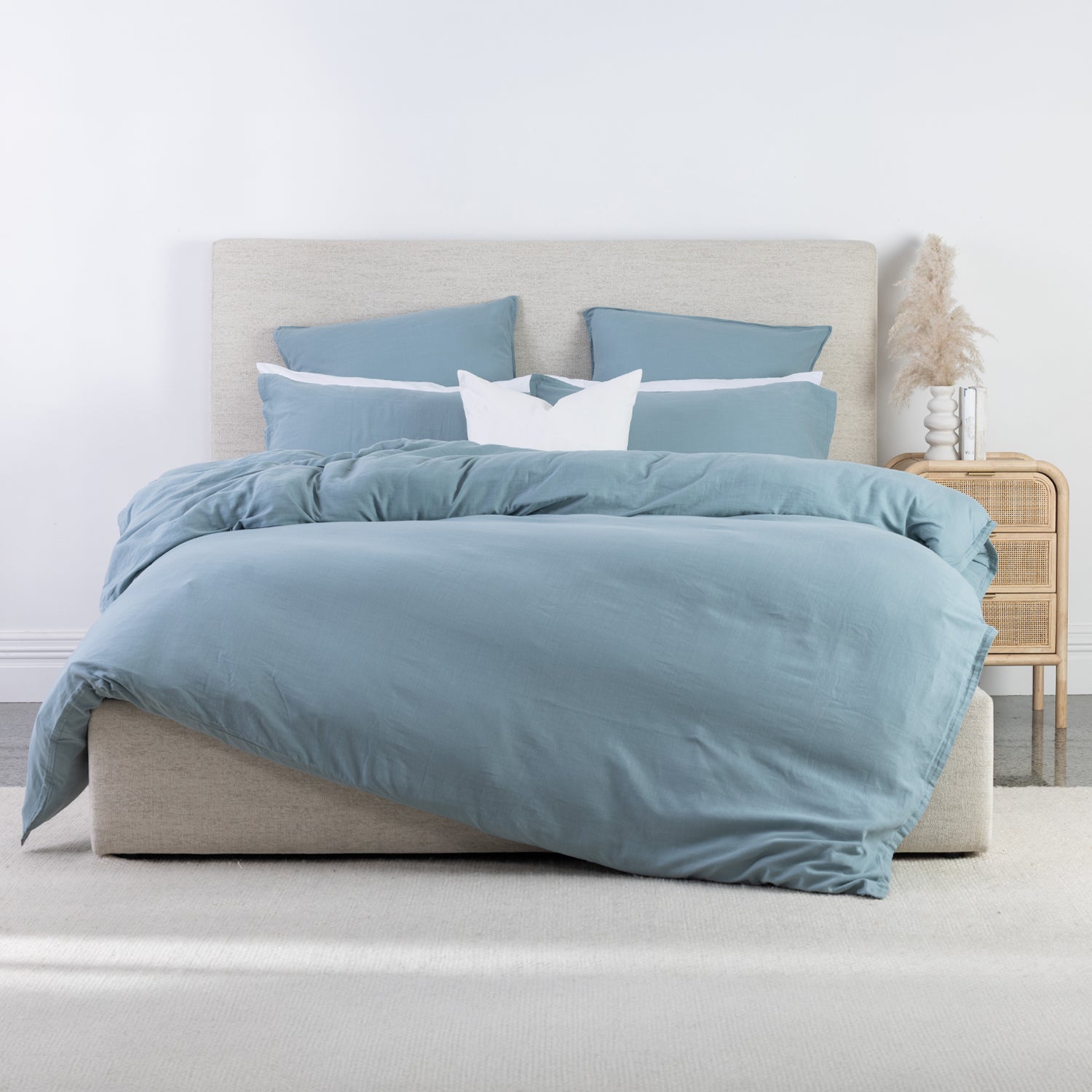 Cove Linen Look 100% Cotton Duvet Cover Set