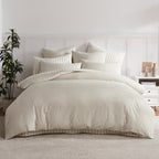 Fieldcrest Stonewashed 100% Cotton Natural Duvet Cover Set