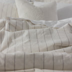 Fieldcrest Stonewashed 100% Cotton Grey Stripe Duvet Cover