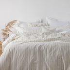 Fieldcrest Stonewashed 100% Cotton Grey Stripe Duvet Cover