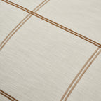 Close-up of the Fieldcrest Ward Cotton Check Duvet Cover Set in Cream, showcasing the fine woven texture and brown double-stripe check pattern.