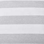 Close-up of the Baker St. Linen Samson Cotton Jacquard Duvet Cover Set in Grey, showcasing alternating grey and white horizontal stripes with a fine woven texture.