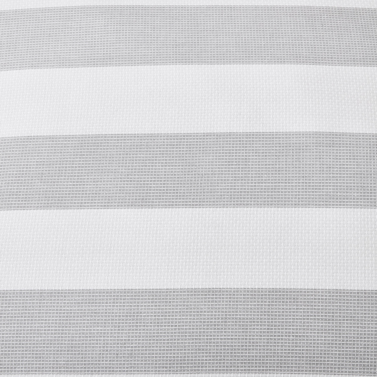 Close-up of the Baker St. Linen Samson Cotton Jacquard Duvet Cover Set in Grey, showcasing alternating grey and white horizontal stripes with a fine woven texture.