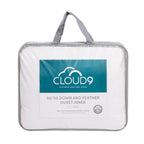 Cloud 9 50/50 Down and Feather Duvet Inner in packaging in a clear bag with grey sides and handles displayed in a white background